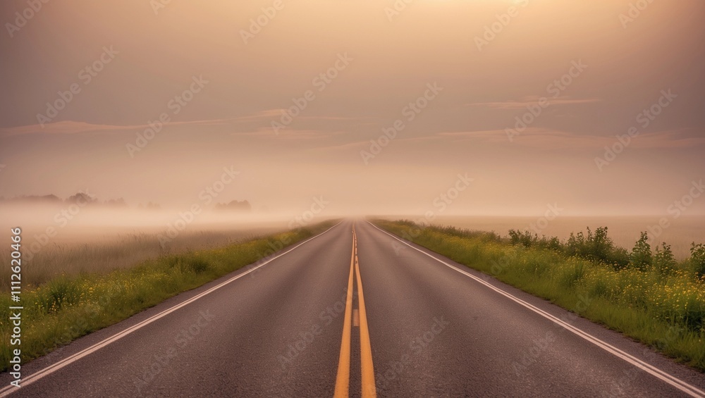 Fototapeta premium Sketch Drawing Road Summer Themed Wallpaper Background