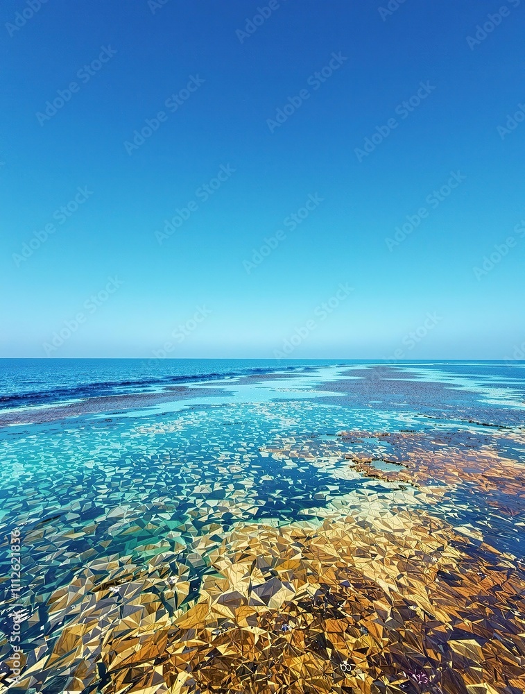 Fototapeta premium A close-up of the intricate textures and colors in the transition zone between the swamp and the ocean, wetland, complexity