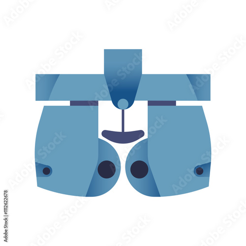 Ophthalmology. Automated Optometry Machine. Medical Equipment. Modern Flat Vector Illustration. Social Media Template.