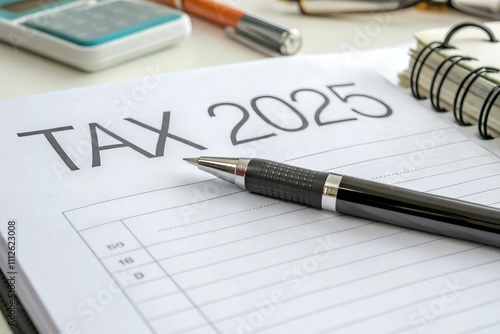 Wallpaper Mural A sleek black pen resting on a tax form labeled "Tax 2025," emphasizing attention to detail and preparation for tax filing. Torontodigital.ca