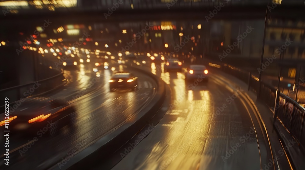 Blurred Motion of Cars on a Busy Highway During Twilight Show.
Blurred Motion of Cars on a Busy Highway During Twilight Show.