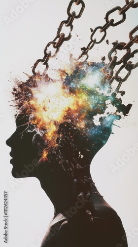 Explosive Expression: Chains Shatter Thoughts Open