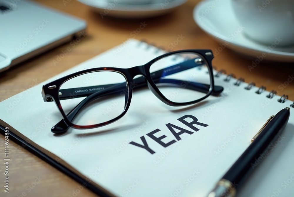 End of Financial Year Report Notepad Top View AI Photo End of Financial Year Report Notepad Top View AI Photo
