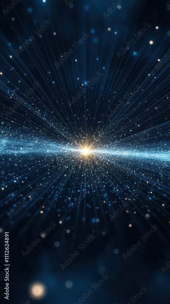 Fototapeta premium Dark Night Space with Holographic Grids and Radiant Stars in an Abstract Cosmic Scene