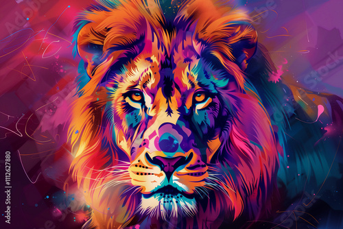 graphic colorful lion pop art poster photo