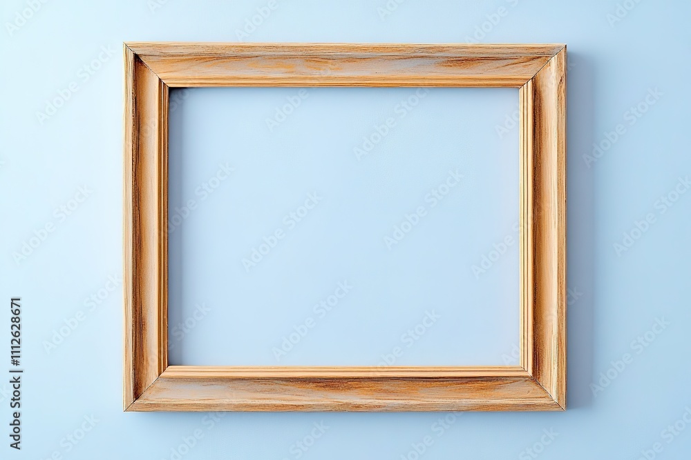 Wooden frame on blue background with ample space for design. Wooden frame on blue background with ample space for design.