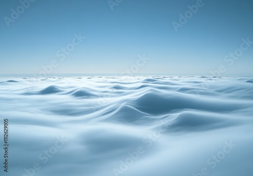 Serene Blue Ocean Waves Under Clear Sky in Soft Focus, Capturing the Tranquility and Beauty of Nature's Vast Seascape and Calm Waters in Harmony