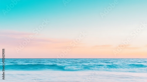 Serene Ocean Waves at Pastel Sunset Sky