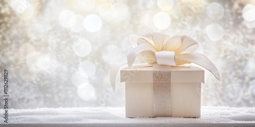 Luxurious gift box decorated with Cream ribbon and bo photo