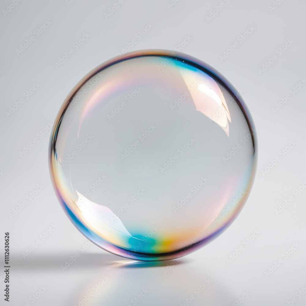 Single soap bubble reflecting rainbow colors on white background Single soap bubble reflecting rainbow colors on white background