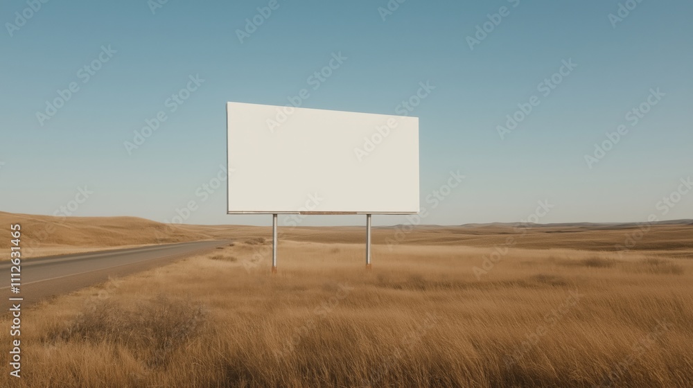 Blank billboard on rural road in open countryside for advertising design Blank billboard on rural road in open countryside for advertising design