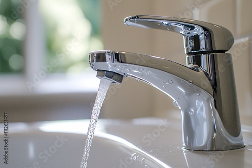 Chrome Bathroom Faucet Running Water Modern Sink Cleanliness
