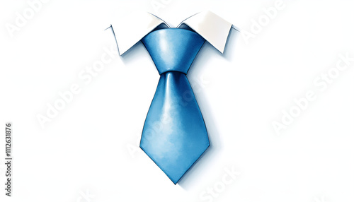 Stylish blue tie and collar illustration on a clean background 