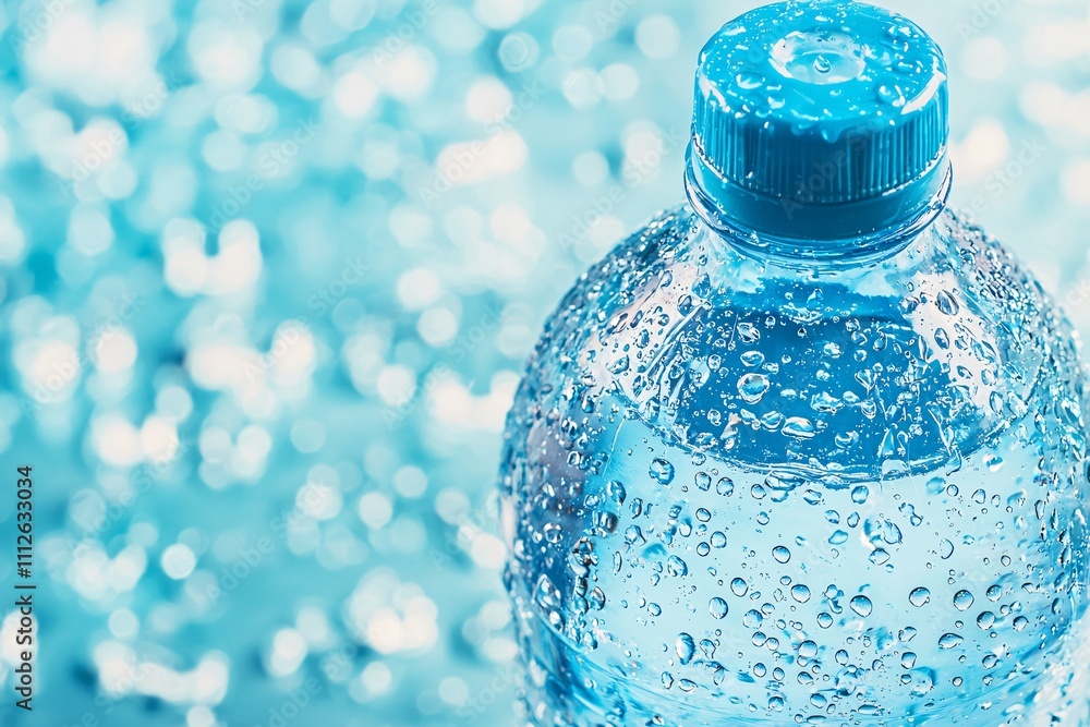 Refreshing Water Bottle Blue Plastic Drops Hydration Purity Refreshing Water Bottle Blue Plastic Drops Hydration Purity