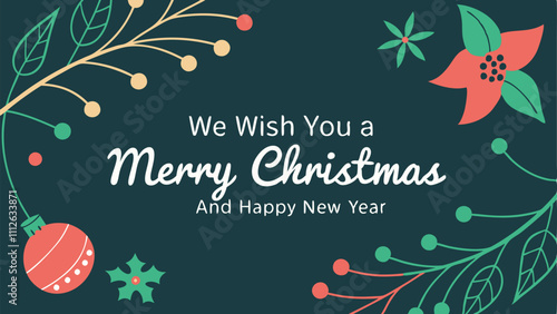 We wish you a Merry Christmas and Happy new year greeting background template
