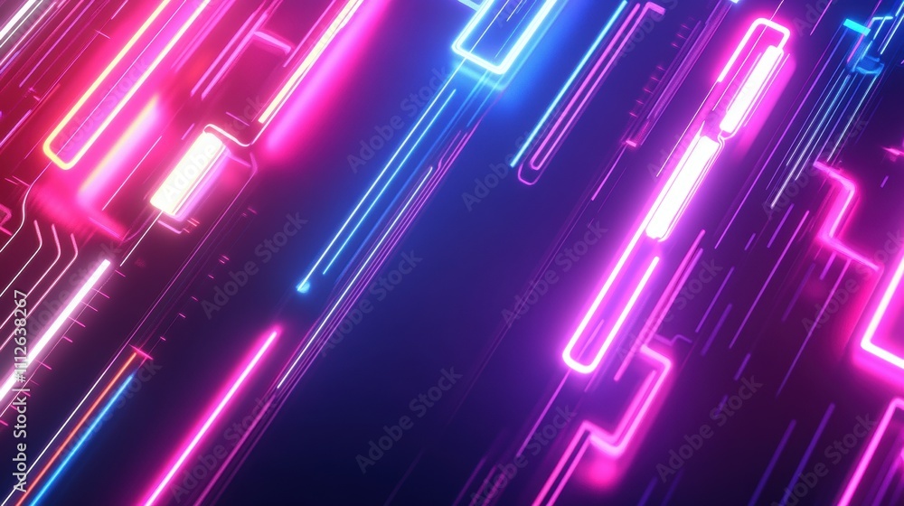 Abstract neon lines in vibrant pink and blue hues create a dynamic digital background. Abstract neon lines in vibrant pink and blue hues create a dynamic digital background.
