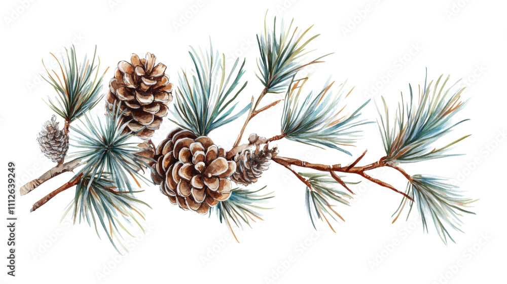 Conifer branch with cone transparent background Conifer branch with cone transparent background