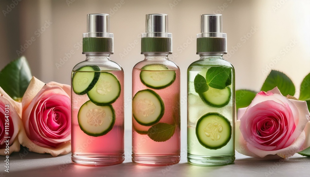 Refreshing cucumber and rose infused beauty sprays. Refreshing cucumber and rose infused beauty sprays.