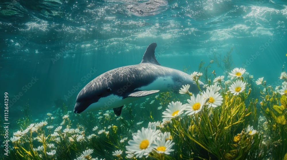 Fototapeta premium Dolphin and Daisies