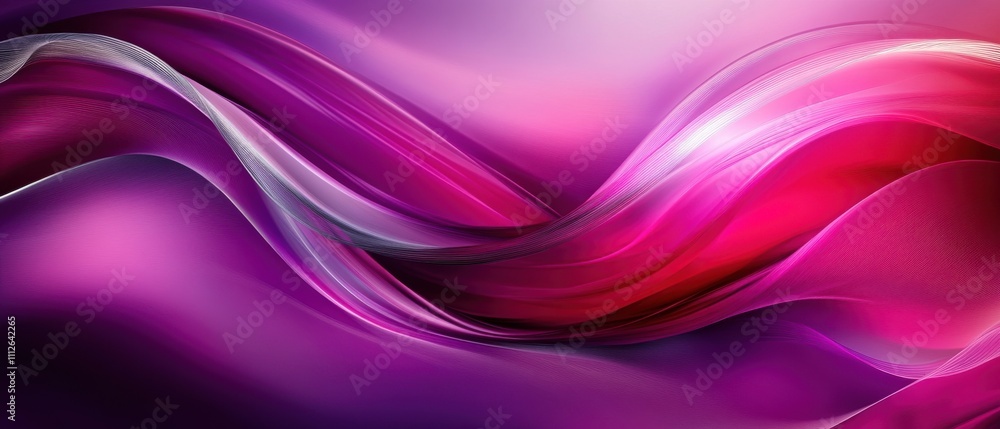 Fototapeta premium Abstract waves in vibrant pink and purple hues creating a smooth flow.