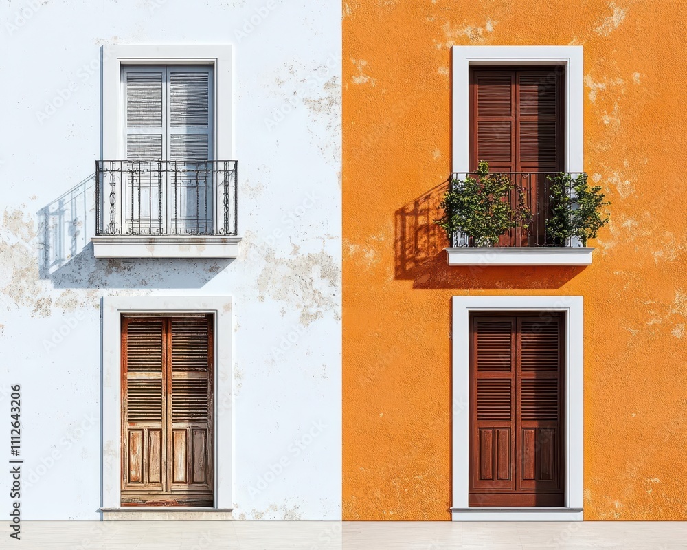 Before to after A weathered building restored to its original condition Before to after A weathered building restored to its original condition