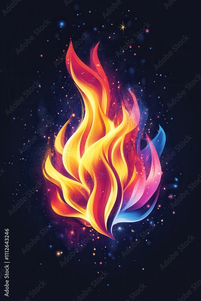 A creative fire emblem with vibrant flames on a sleek black background, bold and modern design A creative fire emblem with vibrant flames on a sleek black background, bold and modern design