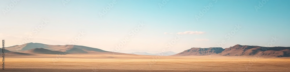 Vast desert panorama with clear blue sky Vast desert panorama with clear blue sky