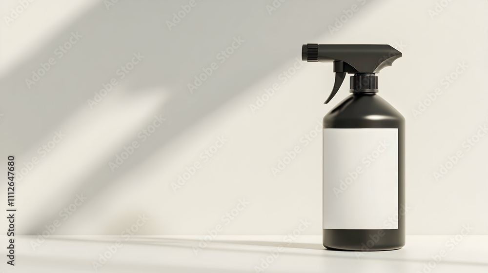 A blank white label bottle with back hand shower head isolated on white background A blank white label bottle with back hand shower head isolated on white background