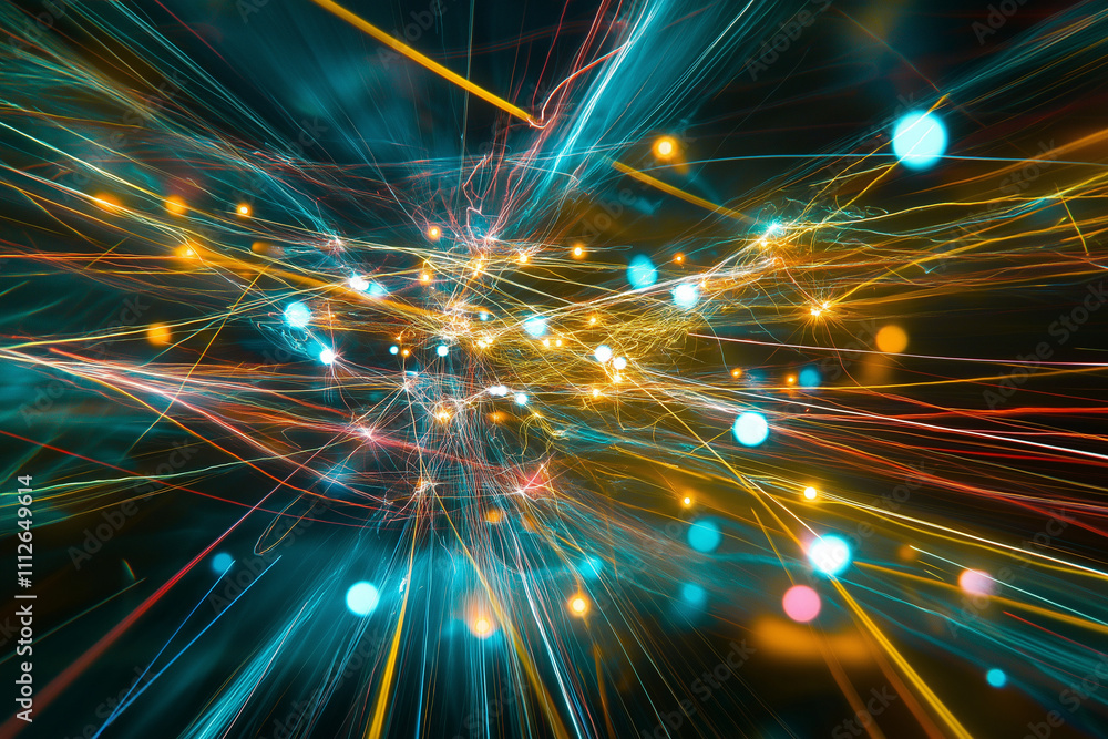 Fototapeta premium High speed light trails in motion glow lines internet 