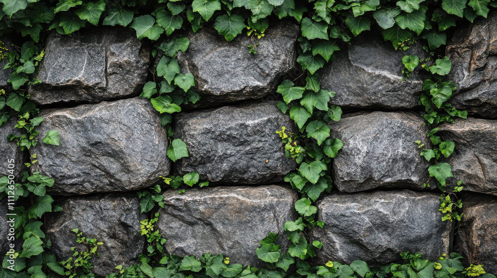 Stone wall covered in vines, cut out. Stone wall covered in vines, cut out.