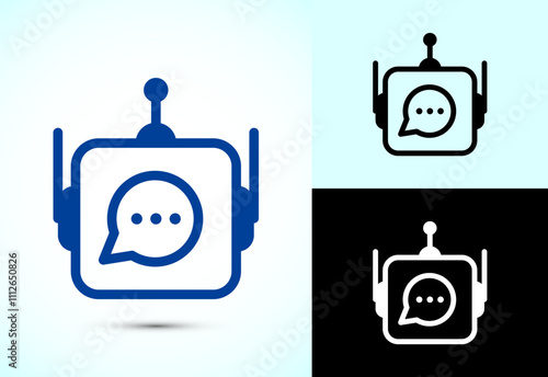 Chatbot icon design illustration, Chat conversation icon, Online support service bot sign