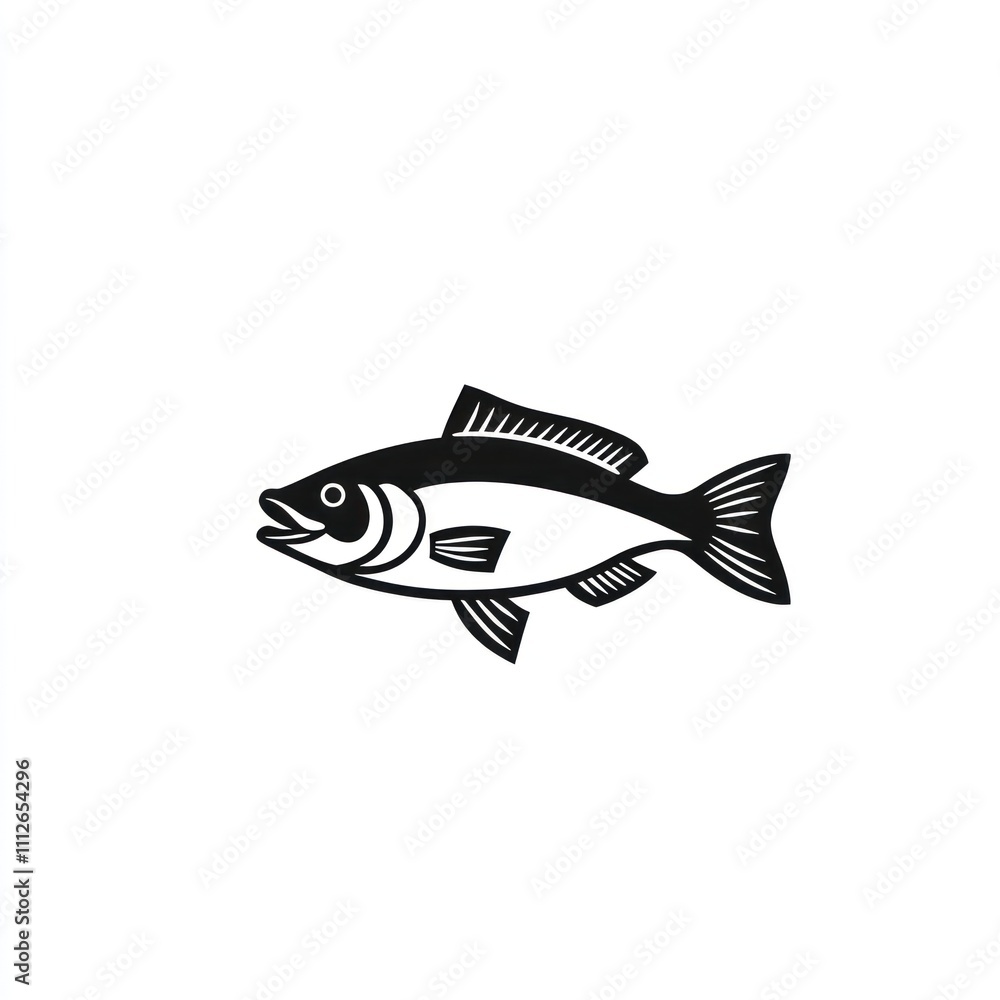 Here's a and keyword list for your image.. Monochrome illustration of a fish. Here's a and keyword list for your image.. Monochrome illustration of a fish.