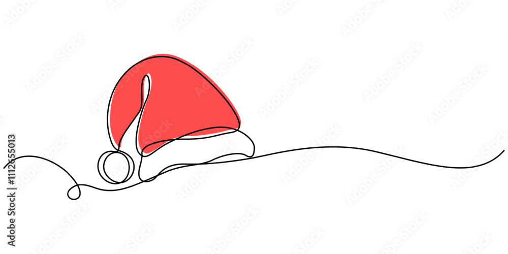 Santa Claus hat Continuous one line drawing. Christmas or New Year concept, One continuous line drawing of christmas Santa Claus hat. Nicolas red cup in simple linear style. Elegance logo editable. Santa Claus hat Continuous one line drawing. Christmas or New Year concept, One continuous line drawing of christmas Santa Claus hat. Nicolas red cup in simple linear style. Elegance logo editable.