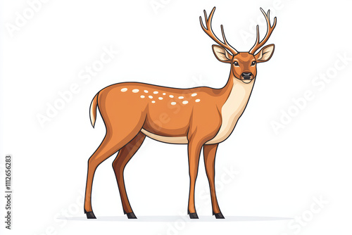 beautifully illustrated deer with antlers standing gracefully. This charming creature showcases its elegant form and distinctive spots, embodying essence of wildlife