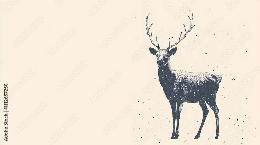 Celestial Deer: A minimalist Christmas sketch, elegant and serene, a cosmic reindeer stands on a beige background. Celestial Deer: A minimalist Christmas sketch, elegant and serene, a cosmic reindeer stands on a beige background.