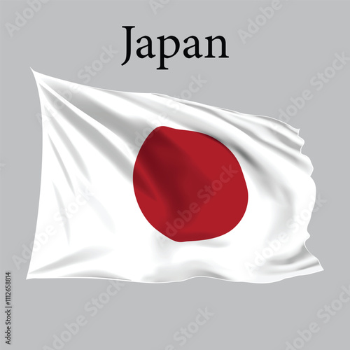 Japan Flag vector, Japan Realistic flag illustration