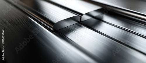 Wallpaper Mural Close-up of polished metal strips showcasing industrial design. Torontodigital.ca
