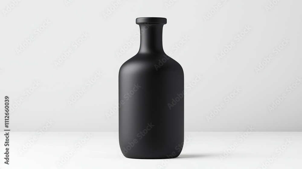 Minimal Monochrome Bottle Designs. A sleek, black ceramic bottle against a minimalistic background, showcasing modern design and simplicity. Minimal Monochrome Bottle Designs. A sleek, black ceramic bottle against a minimalistic background, showcasing modern design and simplicity.