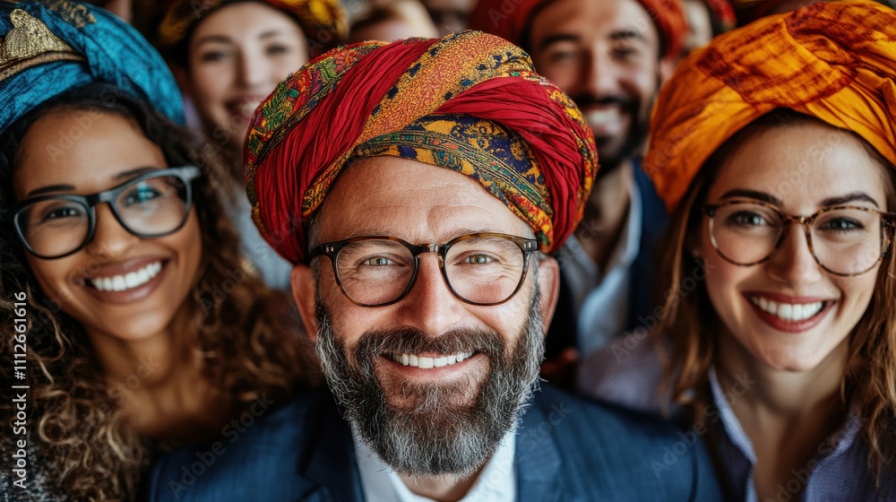 Fototapeta premium Celebrating cultural diversity with traditional attire and joyful expressions