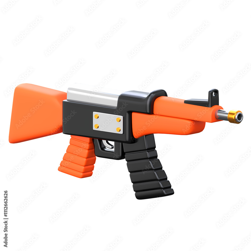 AK-47 3D Icon, representation of the iconic AK-47 assault rifle. AK-47 3D Icon, representation of the iconic AK-47 assault rifle.