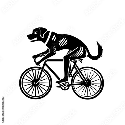 Dog Cycling silhouette vector illustration