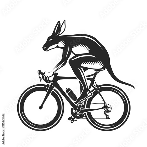 Kangaroo Cycling silhouette vector illustration