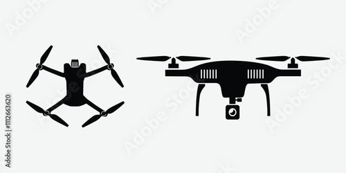 Drone icon simple quadcopter symbol with camera