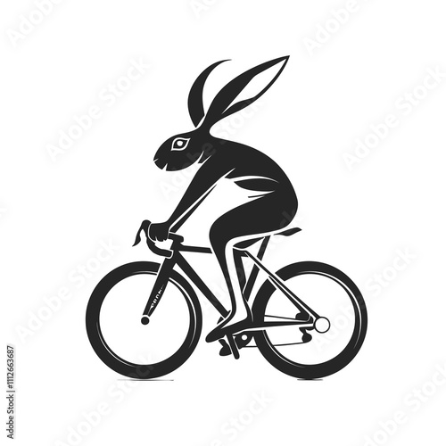 Rabbit Cycling silhouette vector illustration