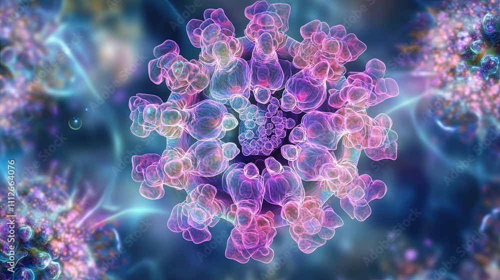 Measles virus microscopic visualization, illustration Measles virus microscopic visualization, illustration