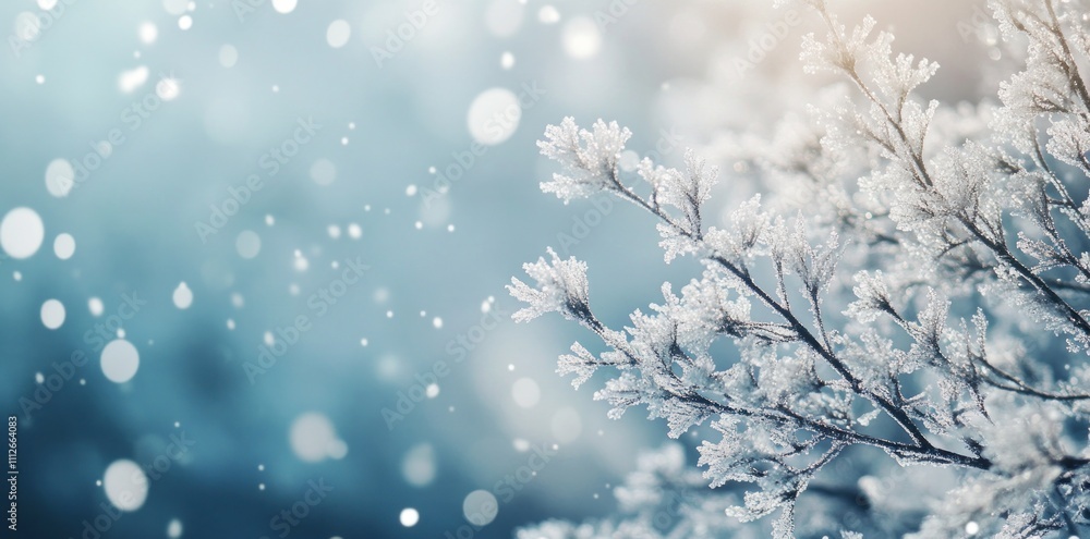 Winter Wonderland: A Frosty Branch in a Snowy Scene Winter Wonderland: A Frosty Branch in a Snowy Scene