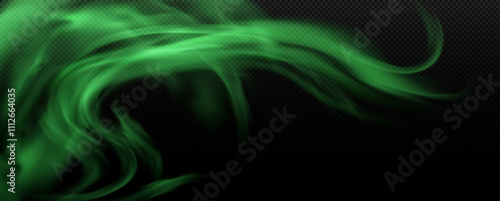 Green smoke, smell smog, fume rises up or goes sideways, stink cloud of stench poison gas, vector chemical toxic haze