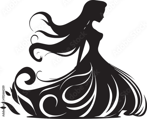 silhouette of a girl with long hair