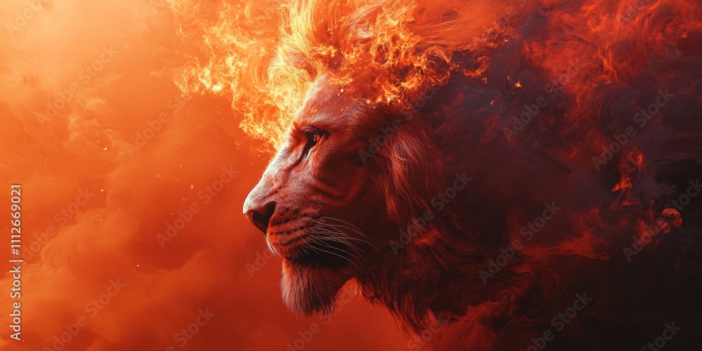 Fiery Mane Lion, a majestic lion whose flowing mane transforms into vibrant, swirling flames, embodying strength and elemental power. Fiery Mane Lion, a majestic lion whose flowing mane transforms into vibrant, swirling flames, embodying strength and elemental power.