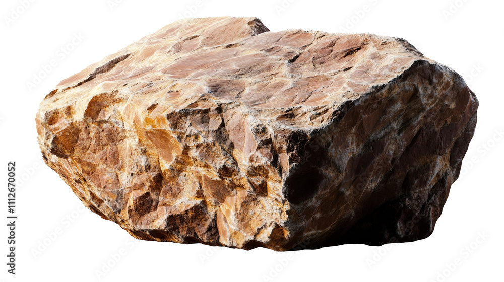 Natural rock with rough texture, golden brown tones, isolated on transparent background Natural rock with rough texture, golden brown tones, isolated on transparent background